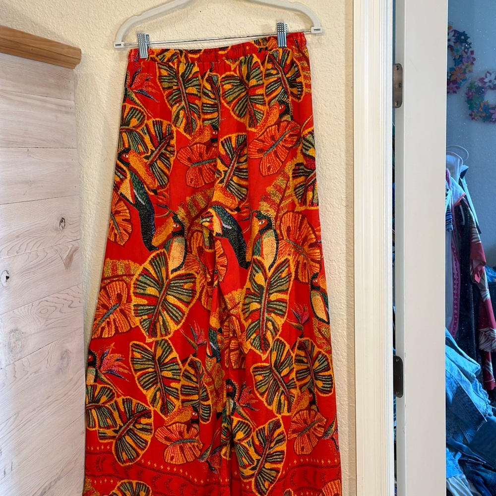 Christian Sirano size small drawstring tropical wide leg pants Cotten blend - Picture 4 of 14